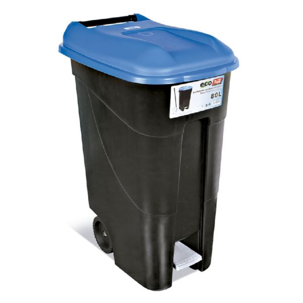 Contenedor con pedal. 80 litros. Tapa azul