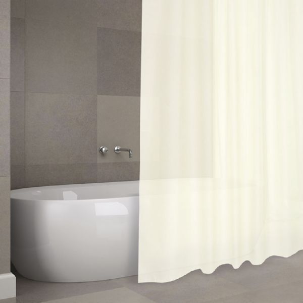 Cortina baño poliéster beige 180x200 cm. Incluye 12 anillas